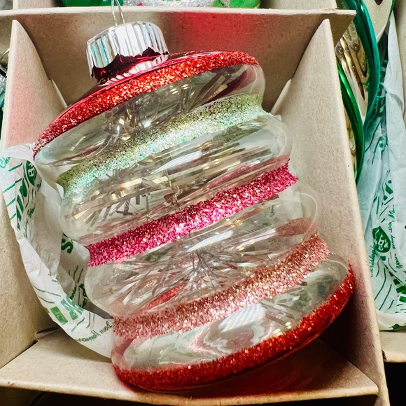 6 Radko Christmas Glass Ornaments Icicles Reflector Beehive Shape Tinsel Inside - Picture 8 of 13
